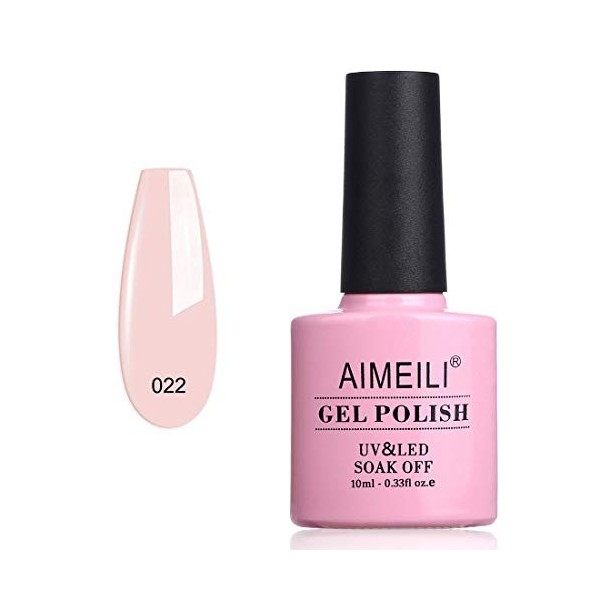 AIMEILI Soak Off UV LED Vernis à Ongles Gel Semi-Permanent Pink Gel Polish - Clear Rose Nude 022 10ml