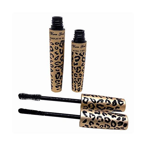 2 SET 3D Mascara, Mascara en Fibre de Soie 3D Imperméable, Mascara avec Ensemble de Fibres, Extensions de Cils Imperméable No