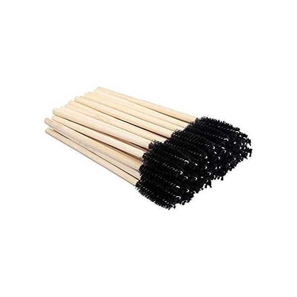 Lot de 100 baguettes de mascara jetables en bambou - Noir ou blanc - Pour cils et sourcils - Respectueux de lenvironnement 