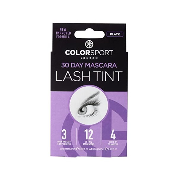 Colorsport Mascara pour cils London 30 jours - Mascara volumateur avec teinture semi-permanente pour cils, dure jusquà 30 jo
