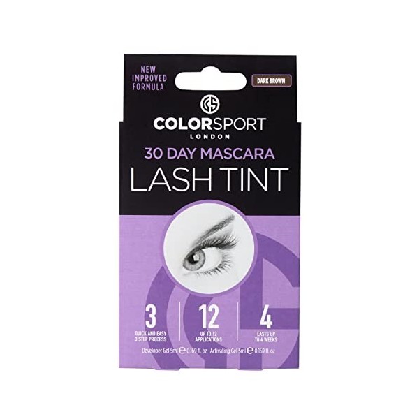 Colorsport Mascara pour cils London 30 jours - Mascara volumateur avec teinture semi-permanente pour cils, dure jusquà 30 jo