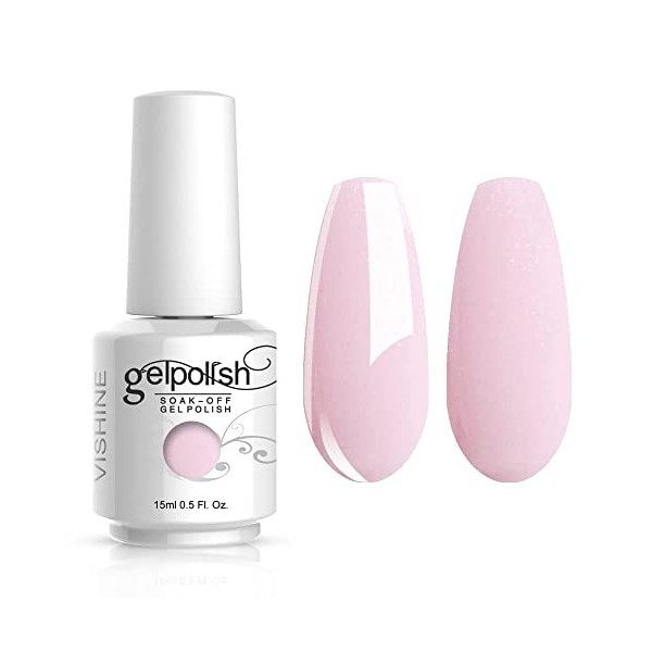 Vishine Milky Blanc Laiteux, Vernis à ongles Semi Permanent Naturel French Gel Milky Nail Art Vernis gel Blanc UV LED Soak Of