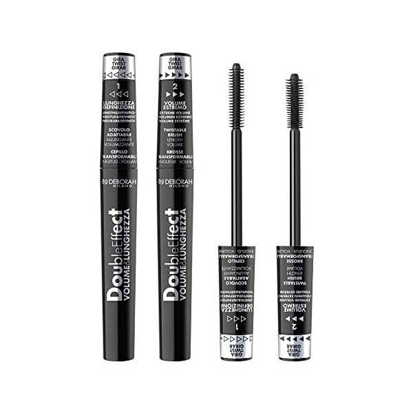 Deborah Mascara Double Effect Volume/Longueur, Noir, 24 Unités