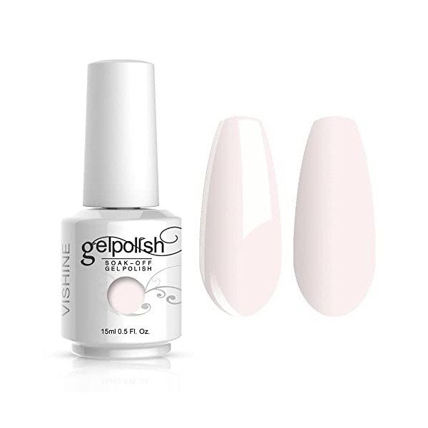 Vishine Milky Blanc Laiteux, Vernis à ongles Semi Permanent Naturel French Gel Milky Nail Art Vernis gel Blanc UV LED Soak Of