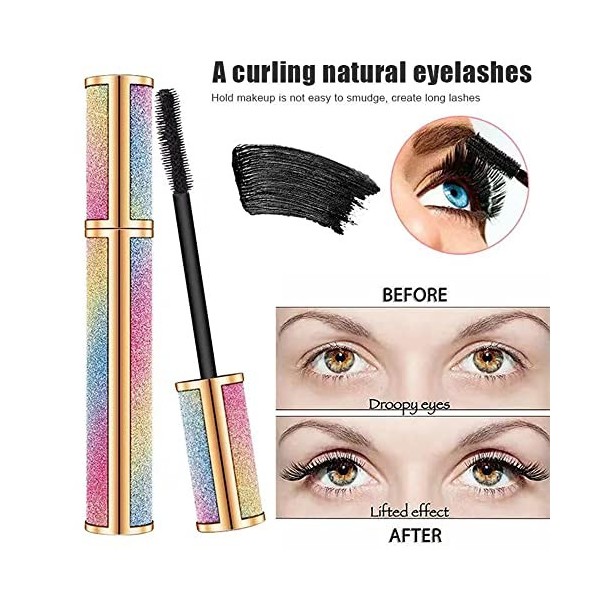 Mascara de cils en fibres de soie 4D pour cils plus longs, plus épais et plus volumineux, naturel, résistant aux taches et au