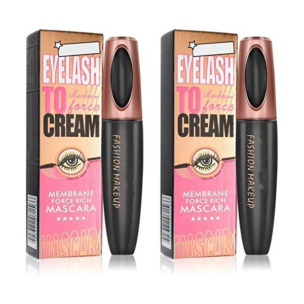 Lot de 2 mascara pour cils en fibre de soie 4D, mascara pour cils extra longs épais et volumineux, mascara 4D imperméable lon