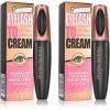 Lot de 2 mascara pour cils en fibre de soie 4D, mascara pour cils extra longs épais et volumineux, mascara 4D imperméable lon