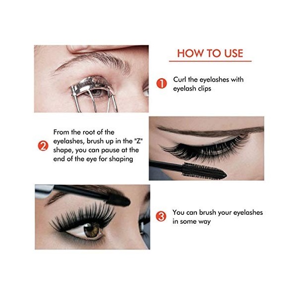 Lot de 2 mascara pour cils en fibre de soie 4D, mascara pour cils extra longs épais et volumineux, mascara 4D imperméable lon