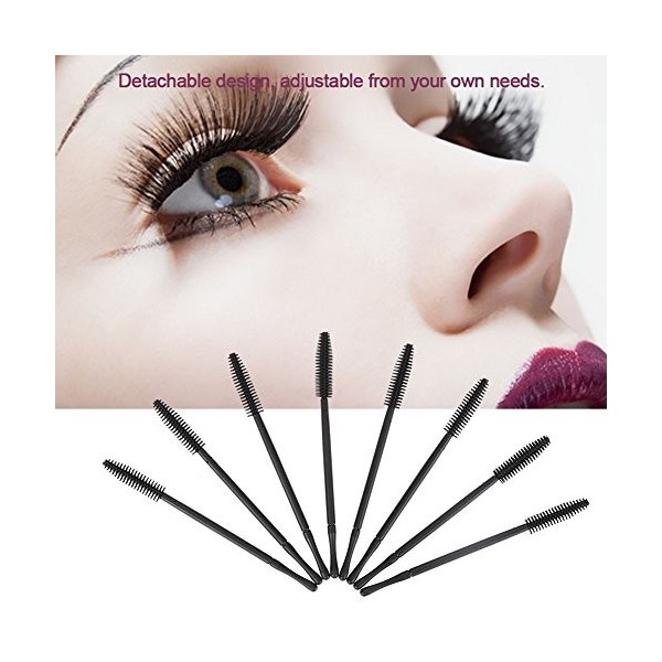 50 pièces applicateur de mascara en silicone à brosse à cils jetable avec poignée en PP pour les extensions et le levage des 