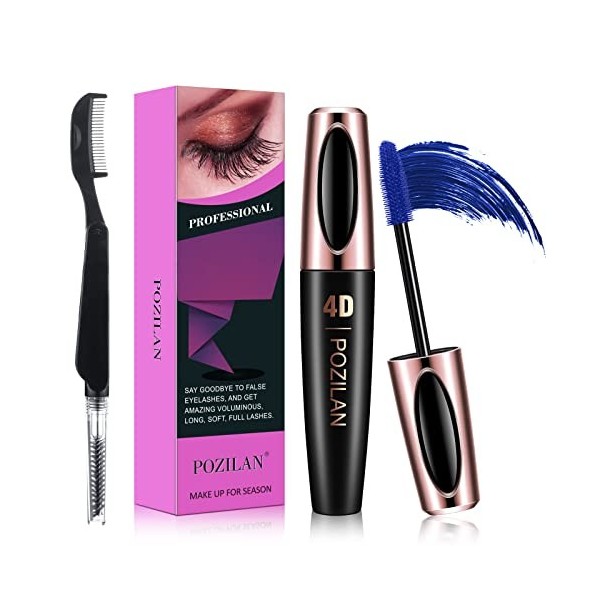 Mascara Cils en Fibre de Soie 4D Imperméable avec Peigne à Cils Pliable - Allongement, Volumateur, Longue Durée, Maquillage N