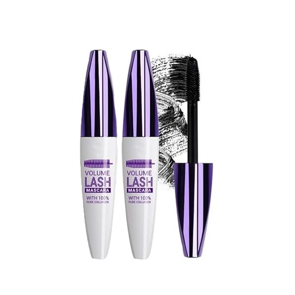 5D Silk Fiber Eyelash Mascara, Purple Mascara for Eyelashes, Lengthening and Thick, Long-Lasting, Non-smudged, Long-Lasting a