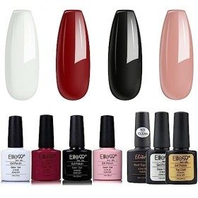 Elite99 Vernis Semi permanent Vernis à Ongles Gel UV LED Soakoff 7pcs Kit Manicure Pour Ongle avec Base Coat, Top Coat Brilla