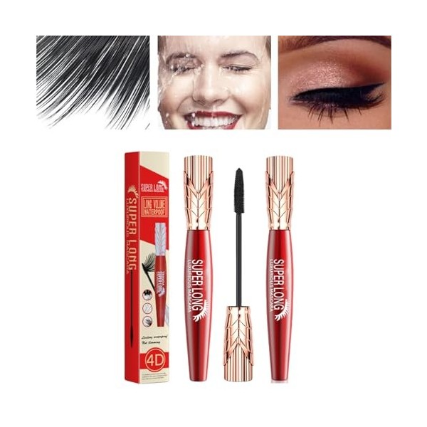 Mascara super long, mascara recourbé, cils volumateurs épais, mascara recourbé allongeant 4d, mascara imperméable durable, sa