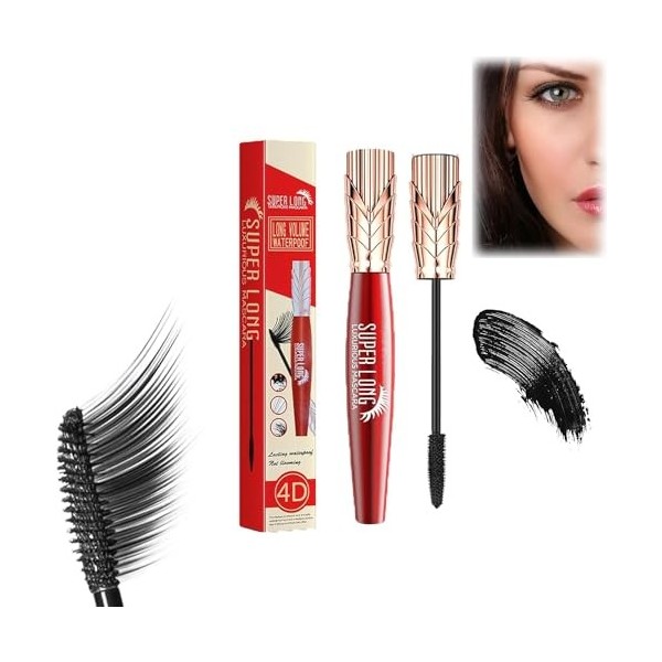 Super Long Mascara, 4D Waterproof And Sweat Proof Mascara, Long Luxurious Mascara, Stereo Lengthening Mascara,4D Silk Fiber L