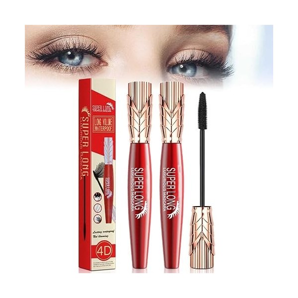 mogl Super Long Mascara, 4D Waterproof and Sweat Proof Mascara, 4D Lengthening Curling Mascara, Quick-Drying Waterproof Long 