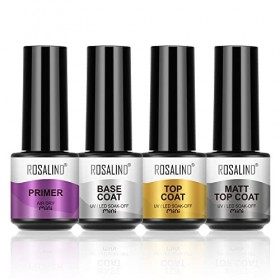 ROSALIND Base et Top Coat Vernis Semi Permanent Matte Top Coat Mini Primer Ongles Gel UV Vernis à Ongles Manucure Salon