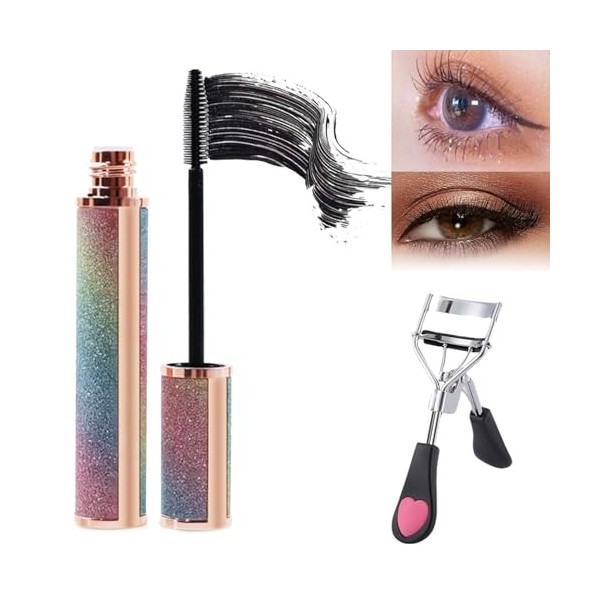 4D Silk Fiber Lash Mascara Waterproof Smudge-proof Mascara Black Volume and Length,Black Thickening Lengthening Mascara,Longe