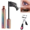 4D Silk Fiber Lash Mascara Waterproof Smudge-proof Mascara Black Volume and Length,Black Thickening Lengthening Mascara,Longe