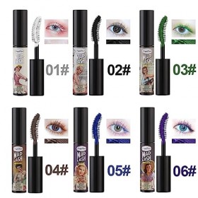 6 Colors Imperméable Mascara coloré pour Ensemble de Cils, Naturel Smudgeproof Volumateur Durable Curling Colorful Mascara fo