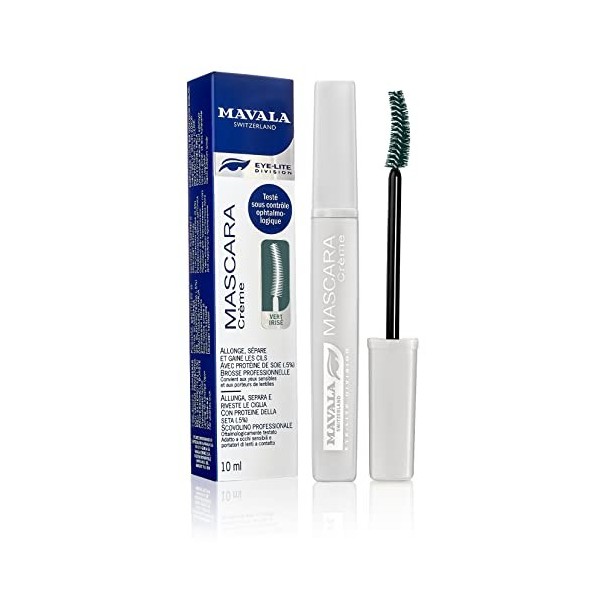 Mavala - Mascara Effet Allongeant Crème - Maquillage Soin des Cils aux Protéines de Soie - Sépare et Gaine - Testé sous Contr