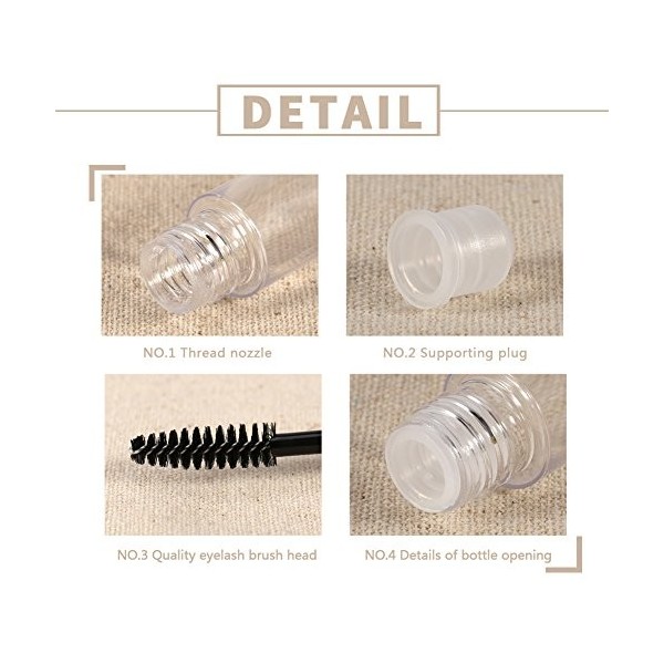 Tubes de mascara vide réutilisable de 10Pc pour lhuile de croissance de cils, outil idéal pour des cosmétiques de DIY - bout