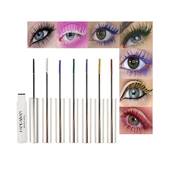 Mrettick Mascara coloré - 7 couleurs arc-en-ciel - Résistant à la boue - Mascara imperméable à leau - Mascara en fibre 3D - 