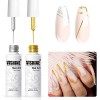 Vishine Vernis Semi-Permanent, Blanc et Noir gel liner nail pour ongles en gel, UV Gel Vernis à Ongles Gel pour la peinture a