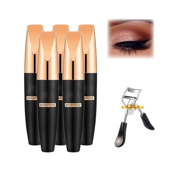 4D Waterproof Silk Fiber Thick Lengthening Mascara, Magic Mascara 24 Hours Long Lasting, Waterproof Long Lasting Mascara, Bla