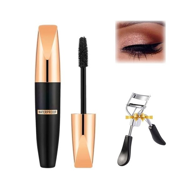 4D Waterproof Silk Fiber Thick Lengthening Mascara, Magic Mascara 24 Hours Long Lasting, Waterproof Long Lasting Mascara, Bla