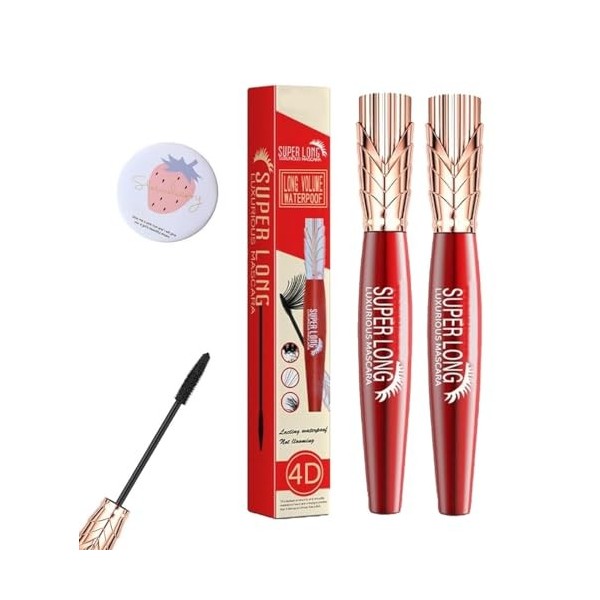 Yanquina Mascara,4d Waterproof and Sweat Proof Mascara,Yanqina Super Long Mascara,Instant Volumizing Mascara,No Clumping 2Pc