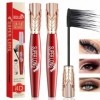 Yanquina Mascara,4d Silk Fiber Lash Mascara,Waterproof and Sweat Proof Mascara,Stereo Lengthening Curling Mascara,Super Long 