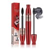 4D Lengthening Curling Mascara, 2 In 1 Black Mascara Double Headed, Waterproof Mascara 4D Silk Fiber Eyelash Mascara, Non Smu