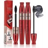 4D Lengthening Curling Mascara, 2 In 1 Black Mascara Double Headed, Waterproof Mascara 4D Silk Fiber Eyelash Mascara, Non Smu