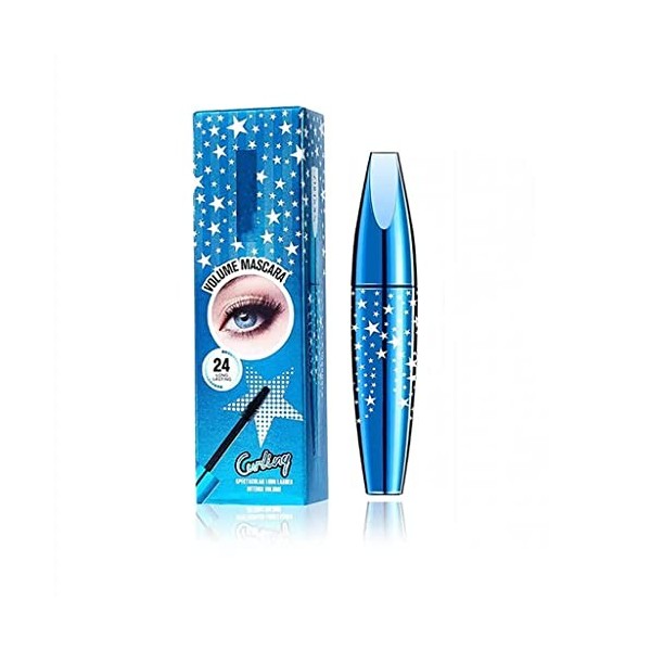 Mascara étoilé bleu, mascara en fibre de soie 4D, mascara volumineux allongeant noir imperméable à leau longue durée pour fe