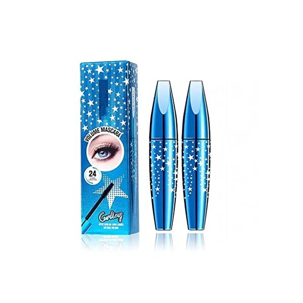 Mascara étoilé bleu, mascara en fibre de soie 4D, mascara volumineux allongeant noir imperméable à leau longue durée pour fe