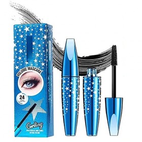Mascara bleu étoilé, mascara en soie 4D naturel, mascara dextension de cils durable avec des fibres imperméables, mascara d