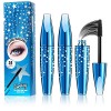 Mascara bleu étoilé, mascara en soie 4D naturel, mascara dextension de cils durable avec des fibres imperméables, mascara d