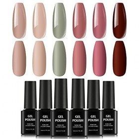 TOMICCA Vernis Semi Permanent Rose Nude Set,8ml*6 Couleurs Vernis à Ongles Gel ,UV LED Gel Soak Off Manucure Cadeau