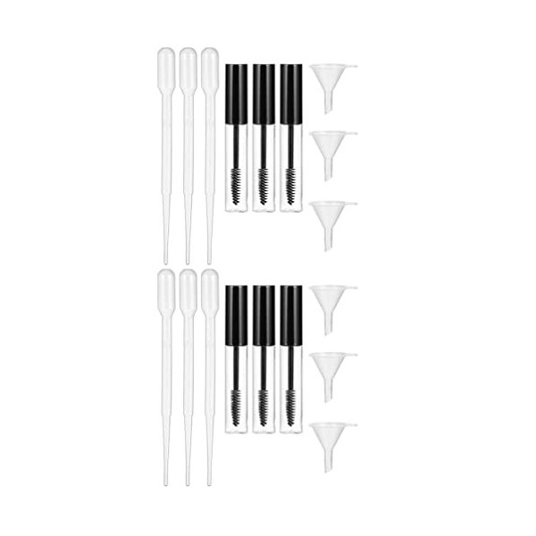 Healvian Terrarium 6Pcs Tube De Mascara Vide 6Pcs Entonnoirs 6Pcs Compte- Brosses À Portables Brosse À Sourcils Conteneur De 