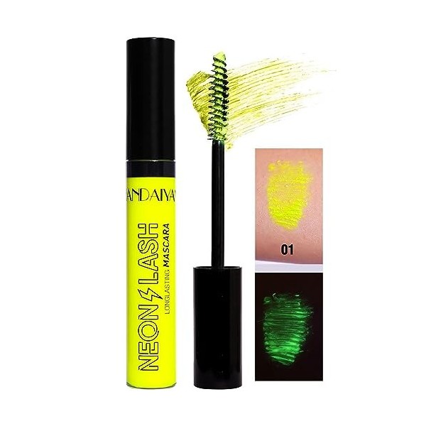 Mascara imperméable coloré - Maquillage de longueur des yeux intense fluorescent coloré imperméable | Outil de maquillage des