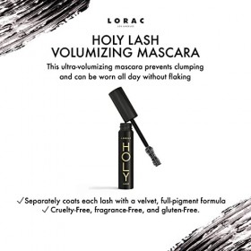LORAC, Holy Lash Volumizing Mascara, Mascara Noir Allongeant et Épaississant, au Beurre de Karité et Vitamine E, Mascara Noir