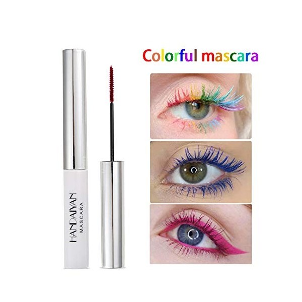 Allbestaye Mascara coloré imperméable pinceau fin Cils verts noirs et blancs maquillage longue tenue 12 color set 