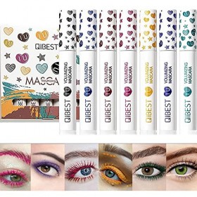 CkFyahp Ensemble de mascara coloré, mascara de cils en fibre 3D imperméable arc-en-ciel de 7 couleurs pour un maquillage des 