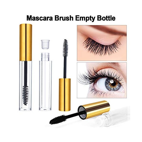 10Pcs Tube de mascara en vide avec baguette à cils, Bouteille de récipient de crème pour cils ensemble avec 10 inserts en cao