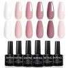 INPING Vernis Semi Permanent Nudee - 6 Couleurs Naturel Nude UV Vernis à Ongles, Rose Nu Abricot Le Brun Foncé Chocolat Le Ca