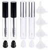 FRCOLOR Lot de 2 tubes de mascara vides de 10 ml, 2 tubes deyeliner avec 4 inserts en caoutchouc et 4 entonnoirs pour huile 