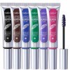 Lot de 6 super mascara colorés en fibre de soie,Vitamine-e 4D,Longue durée,Ultra-volumateur,Épais,En fibre de soie,Imperméabl