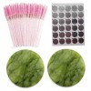 2 x pierres de jade, 50 x pinceaux à mascara rose cristal, 30 x autocollants de couverture en pierre de jade pour extensions 