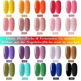 NAILABY 23Pcs 8Ml Vernis à Ongles Semi Permanent avec Base et Top Coat Matt, Set Soak Off UV Gel pour ongles en gel Art Nail 