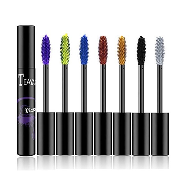 BEEXY 7 Couleur 4D Mascara Fiber Eyelash Mascara imperméable à leau de fibre de soie, Lengthening Thick Long Lasting Charmin